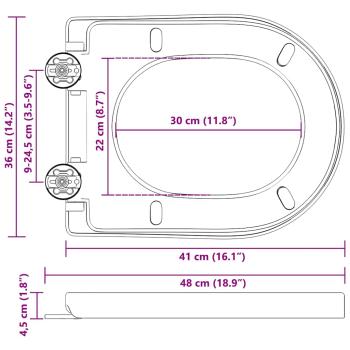 Toilettensitz Schwarz 48 x 36,5 x 4,5 cm Polypropylen
