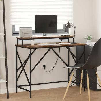 ARDEBO.de - Schreibtisch Räuchereiche 100 x 50 x 86.5 cm Holzwerkstoff