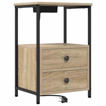 Nachttisch mit Ladestation Sonoma Eiche Holzwerkstoff