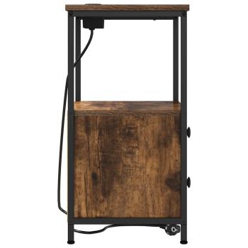 ARDEBO.de - Nachttisch mit Ladestation 2 pcs Räuchereiche Holzwerkstoff