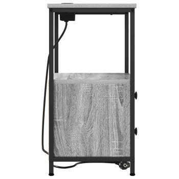 Nachttisch mit Ladestation 2 pcs Grau Sonoma Holzwerkstoff