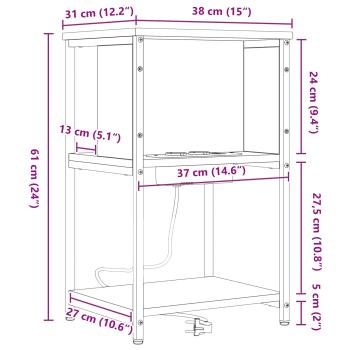 Nachttisch 2 pcs Sonoma Eiche 38 x 31 x 61 cm Holzwerkstoff