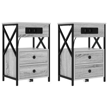 Nachttisch 2 pcs Grau Sonoma 40 x 31 x 60 cm Holzwerkstoff