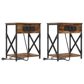 Nachttisch 2 pcs Rauch-Eiche 41 x 31 x 51 cm Holzwerkstoff