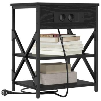 Nachttisch mit Ladestation 2 pcs Schwarze Eiche Holzwerkstoff