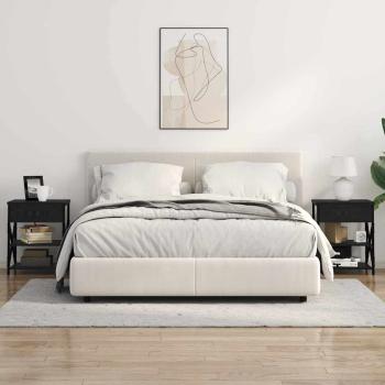 Nachttisch mit Ladestation 2 pcs Schwarze Eiche Holzwerkstoff