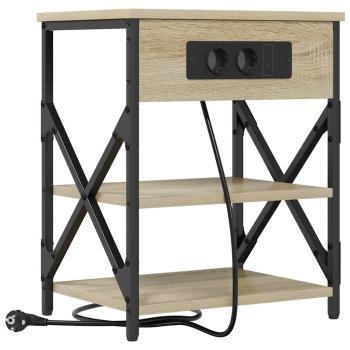 Nachttisch mit Ladestation 2 pcs Sonoma Eiche Holzwerkstoff