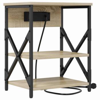 Nachttisch mit Ladestation 2 pcs Sonoma Eiche Holzwerkstoff