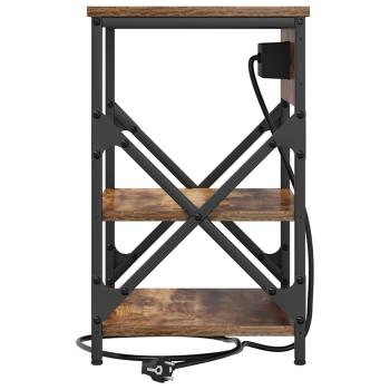 Nachttisch mit Ladestation mit Regal Räuchereiche Holzwerkstoff