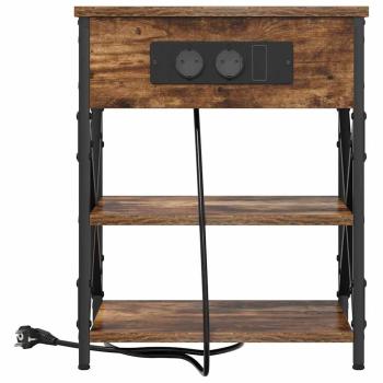 Nachttisch mit Ladestation 2 pcs Räuchereiche Holzwerkstoff