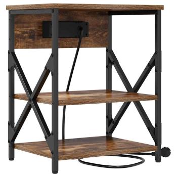 Nachttisch mit Ladestation 2 pcs Räuchereiche Holzwerkstoff