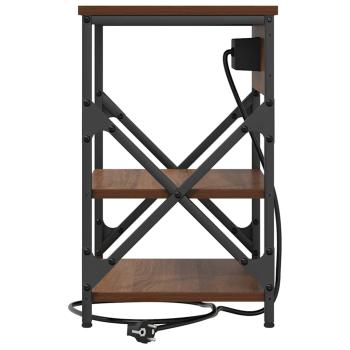 Nachttisch mit Ladestation mit Regal Braune Eiche Holzwerkstoff