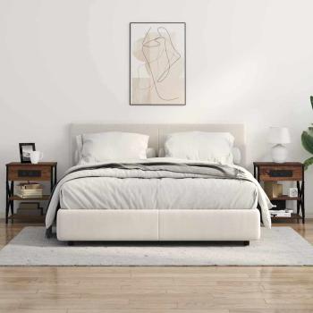 Nachttisch mit Ladestation 2 pcs Braune Eiche Holzwerkstoff