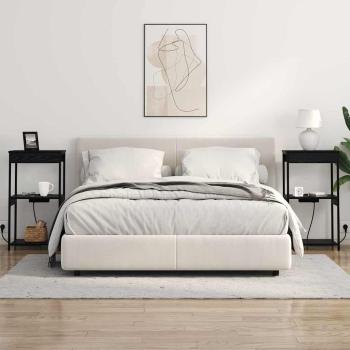 Nachttisch mit Ladestation Schwarze Eiche Holzwerkstoff