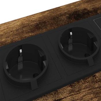 Nachttisch mit Ladestation mit Regal Räuchereiche Holzwerkstoff