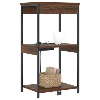 Nachttisch mit Ladestation mit Regal Braune Eiche Holzwerkstoff