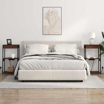 Nachttisch mit Ladestation mit Regal Braune Eiche Holzwerkstoff