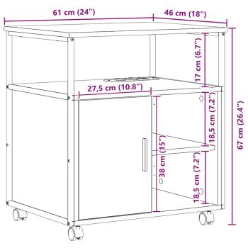 Büroschrank mit Rad Grau Sonoma 60 x 46 x 67 cm Holzwerkstoff