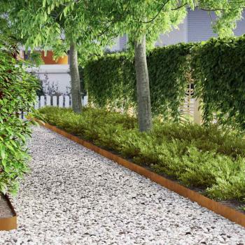 Rasenrand Rostig 450 x 10 cm Witterungsbeständiger Stahl