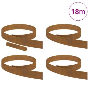 Rasenrand 4 pcs Rostig 450 x 10 cm Witterungsbeständiger Stahl