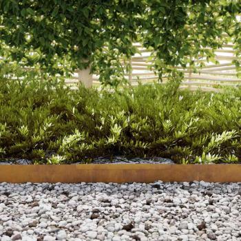 Rasenrand 4 pcs Rostig 450 x 10 cm Witterungsbeständiger Stahl