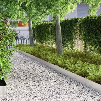Rasenrand 4 pcs Silber 450 x 15 cm Edelstahl