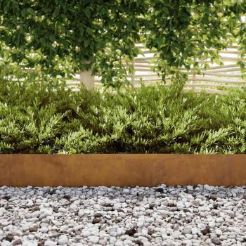 Rasenrand 4 pcs Rostig 450 x 15 cm Witterungsbeständiger Stahl