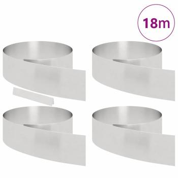 Rasenrand 4 pcs Silber 450 x 20 cm Edelstahl