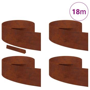 Rasenrand 4 pcs Rostig 450 x 25 cm Witterungsbeständiger Stahl