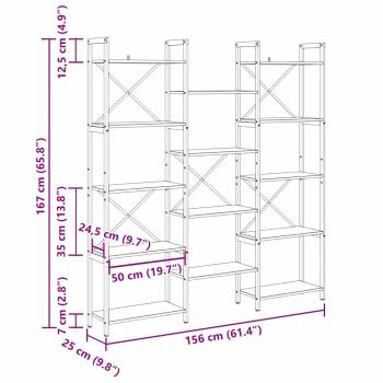 Regal Schwarze Eiche 156 x 25 x 167.5 cm Holzwerkstoff