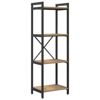Bücherregal Eiche handwerklich 40 x 30 x 118 cm Holz und Stahl