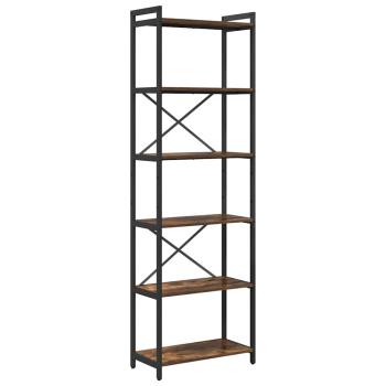 Bücherregal Räuchereiche 60 x 30 x 188 cm MDF und Stahl