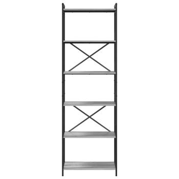 Bücherregal Grau Sonoma 60 x 30 x 188 cm Holz und Stahl