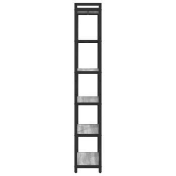 Bücherregal Grau Sonoma 60 x 30 x 188 cm Holz und Stahl