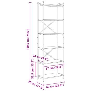 Bücherregal Altholz 60 x 30 x 188 cm Altes Holz