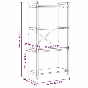Bücherregal Altholz 60 x 30 x 118 cm Holz und Stahl