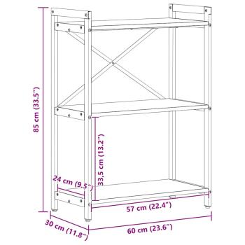 Bücherregal Räuchereiche 60 x 30 x 83 cm Holzwerkstoff