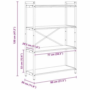 Bücherregal Schwarze Eiche 80 x 30 x 118 cm Holzwerkstoff