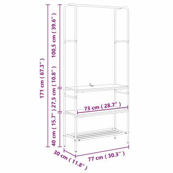 Kleiderständer mit Regalen Grau Sonoma 77 x 30 x 171 cm