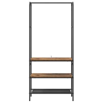 Kleiderständer mit Regalen Altholz 77 x 30 x 171 cm