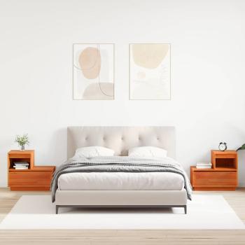 ARDEBO.de - Nachttisch 2 pcs Wachsbraun 60 x 34 x 51 cm Kiefer Massivholz