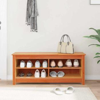 Schuhbank Wachsbraun 110 x 38 x 45.5 cm Massivholz Kiefer