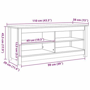 Schuhbank Wachsbraun 110 x 38 x 45.5 cm Massivholz Kiefer