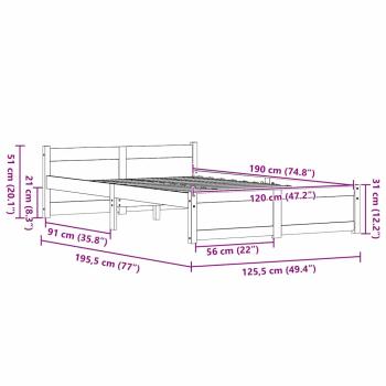 Bettgestell Wachsbraun 120 x 190 cm Massivholz Kiefer