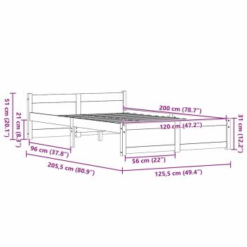 Bettgestell Wachsbraun 120 x 200 cm Massivholz Kiefer