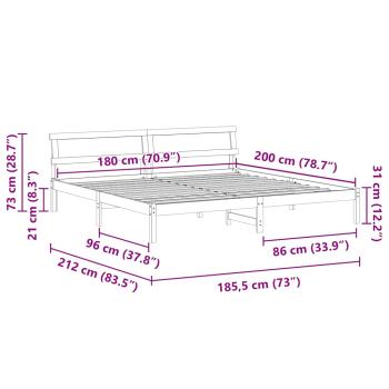 Bettgestell Braun 180 x 200 cm Massivkiefer
