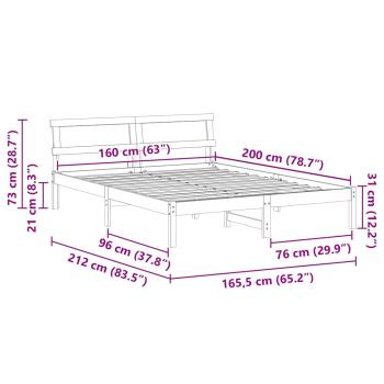 Bettgestell Wachsbraun 160 x 200 cm Kiefernholz