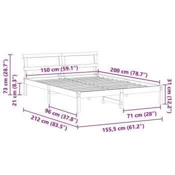 Bettgestell Wachsbraun 150 x 200 cm Massivkiefer