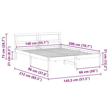 Bettgestell Wachsbraun 140 x 200 cm Kiefernholz