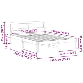 Bettgestell Braun 135 x 190 cm Kiefernholz
